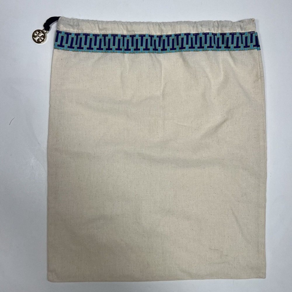 TORY BURCH Dust Bag Purse Shoe Travel Storage 14.5"× 12" Drawstring Logo Charm